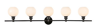 Collier 5 Light Black And Frosted White Glass Wall Sconce, Black, rollover