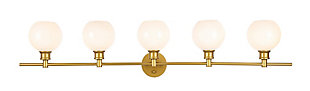 Collier 5 Light Brass And Frosted White Glass Wall Sconce, Brass/Frosted White, large