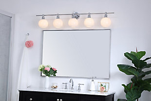 Collier 5 Light Chrome And Frosted White Glass Wall Sconce, Chrome/Frosted White, rollover