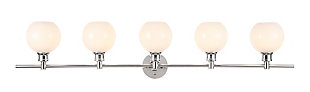 Collier 5 Light Chrome And Frosted White Glass Wall Sconce, Chrome/Frosted White, large
