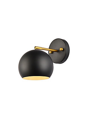 Othello 1 Light Black And Brass Wall Sconce, Black/Brass, large