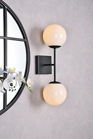Neri 2 Lights Black And White Glass Wall Sconce, Black/White, rollover