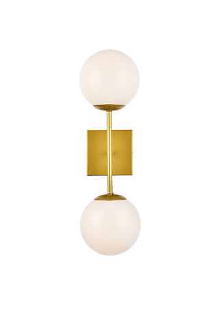 Neri 2 Lights Brass And White Glass Wall Sconce, Brass/White, large