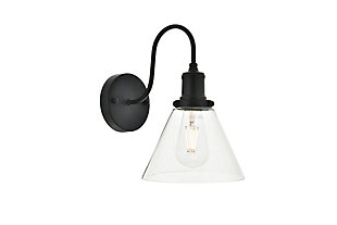 Histoire 1 Light Black Wall Sconce, Black/Clear, large