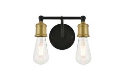 Serif 2 Light Brass And Black Wall Sconce, Brass/Black, large