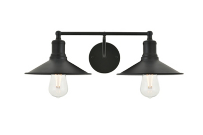 Etude 2 Light Black Wall Sconce, Black, large