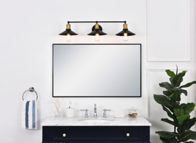 Etude 3 Light Brass And Black Wall Sconce, Brass/Black, rollover