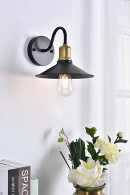 Etude 1 Light Brass And Black Wall Sconce, Brass/Black, rollover