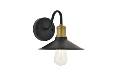 Etude 1 Light Brass And Black Wall Sconce, Brass/Black, large