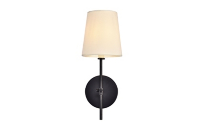 Mel Collection Wall Sconce D5.5 H15 Lt:1 Black Finish, Black, large