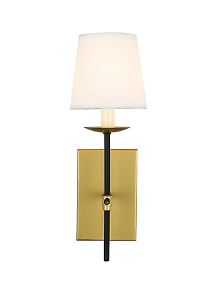 Eclipse 1 Light Brass And Black And White Shade Wall Sconce, Brass/Black/White, large