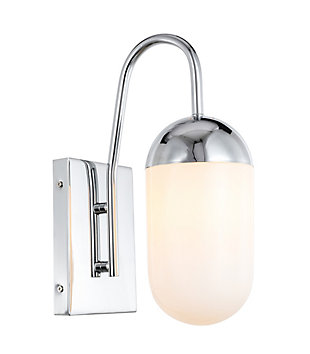 Kace 1 Light Chrome And Frosted White Glass Wall Sconce, Chrome/Frosted White, large