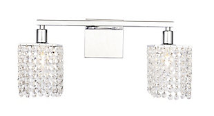 Phineas 2 Light Chrome And Clear Crystals Wall Sconce, Chrome/Clear, large