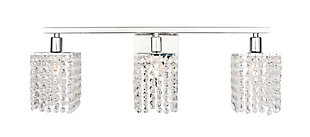 Phineas 3 Light Chrome And Clear Crystals Wall Sconce, Chrome/Clear, large