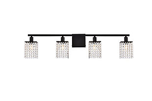 This Phineas Collection wall sconce exudes elegance and sparkling beauty. Why wouldn't it, with its beautiful curtain of clear crystal strands that shimmer with each passing second as light passes through? Your home will be illuminated and your guests will be charmed by the dancing crystal lights. You will be pleased with how this wall lamp can elevate any room into a luxurious and glamourous world.Made of crystal glass and iron | Glamourous and ritzy wall sconce will sparkle with cool ease | Curtains of clear crystals | 4 lights illuminate downward  | Uses E12 bulb (sold separately); compatible with LED bulbs | Easily mounted on wall | Dimmable | No assembly required | Imported