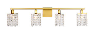 Phineas 4 Light Brass And Clear Crystals Wall Sconce, Brass/Clear, large