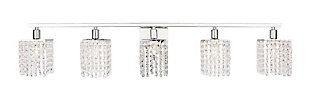 Phineas 5 Light Chrome And Clear Crystals Wall Sconce, Chrome/Clear, large
