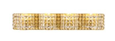 Ollie 4 Light Brass And Clear Crystals Wall Sconce, Brass/Clear, large