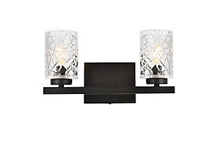 Cassie 2 Lights Bath Sconce In Black With Clear Shade, Black/Clear, large