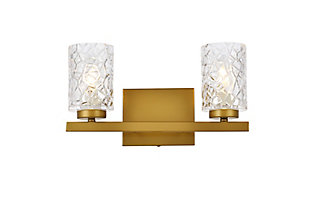 Cassie 2 Lights Bath Sconce In Brass With Clear Shade, Brass/Clear, large