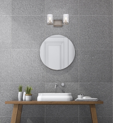 Cassie 2 Lights Bath Sconce In Satin Nickel With Clear Shade, Satin Nickel/Clear, rollover