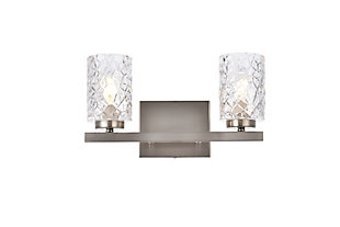 Cassie 2 Lights Bath Sconce In Satin Nickel With Clear Shade, Satin Nickel/Clear, large