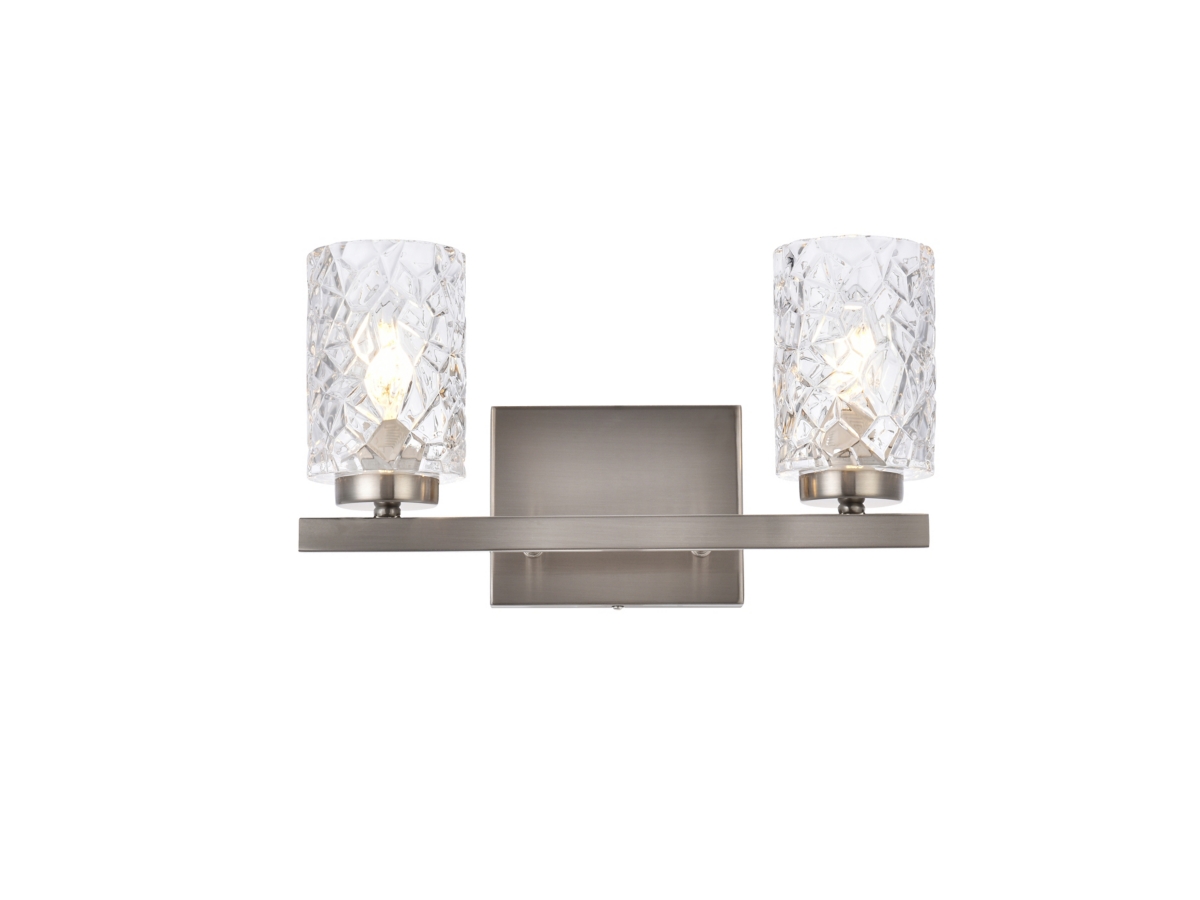 Cassie 2 Lights Bath Sconce In Satin Nickel w Clear Shade