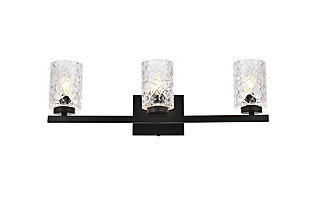 Cassie 3 Lights Bath Sconce In Black With Clear Shade, Black/Clear, large