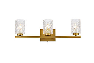 Cassie 3 Lights Bath Sconce In Brass With Clear Shade, Brass/Clear, large