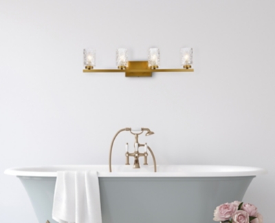 Cassie 4 Lights Bath Sconce In Brass With Clear Shade, Brass/Clear, large