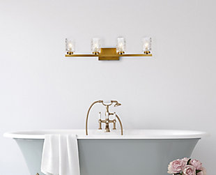 Cassie 4 Lights Bath Sconce In Brass With Clear Shade, Brass/Clear, rollover