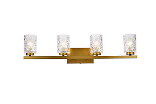Cassie 4 Lights Bath Sconce In Brass With Clear Shade, Brass/Clear, large