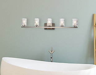 Cassie 5 Lights Bath Sconce In Satin Nickel With Clear Shade, Satin Nickel/Clear, rollover