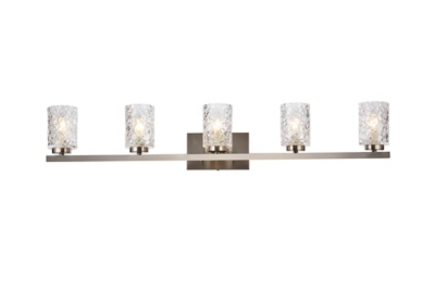 Cassie 5 Lights Bath Sconce In Satin Nickel With Clear Shade, Satin Nickel/Clear, large