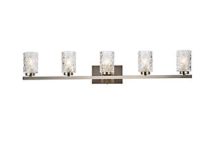 Cassie 5 Lights Bath Sconce In Satin Nickel With Clear Shade, Satin Nickel/Clear, large