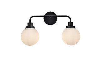 Hanson 2 Lights Bath Sconce In Black With Frosted Shade, Black/Frosted, large