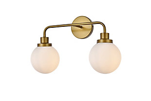 In all of its auspicious glory, the Hanson Collection wall lamp will shine its felicitous light for you. As the light passes through the shade, it dances around with the shadows and puts a spotlight in your room. Whether it's in your entryway or bathroom, this wall lamp will surely please you and your guests. Made of glass and metal | Ideal for lighting the bathroom, hallway, and entryway | Easily mounted on the wall | Dimmable | Uses two E12 bulbs (sold separately) | No assembly required | Imported