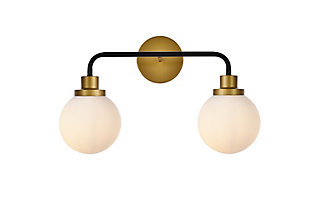 Hanson 2 Lights Bath Sconce In Black With Brass With Frosted Shade, Black/Brass/Frosted, large