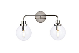 Hanson 2 Lights Bath Sconce In Polished Nickel With Clear Shade, Polished Nickel/Clear, large