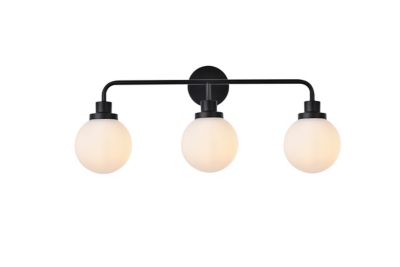 Hanson 3 Lights Bath Sconce In Black With Frosted Shade, Black/Frosted, large