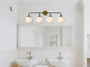 Hanson 4 Lights Bath Sconce In Black With Brass With Frosted Shade, Black/Brass/Frosted, rollover