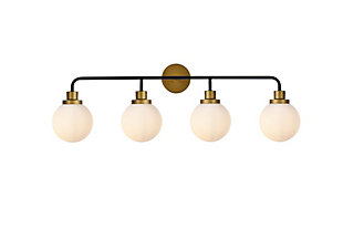 Hanson 4 Lights Bath Sconce In Black With Brass With Frosted Shade, Black/Brass/Frosted, large
