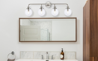 Hanson 4 Lights Bath Sconce In Polished Nickel With Clear Shade, Polished Nickel/Clear, large