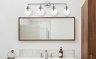 Hanson 4 Lights Bath Sconce In Polished Nickel With Clear Shade, Polished Nickel/Clear, rollover