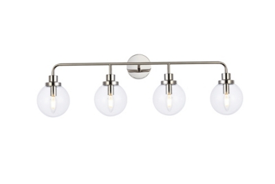 Hanson 4 Lights Bath Sconce In Polished Nickel With Clear Shade, Polished Nickel/Clear, large