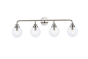 Hanson 4 Lights Bath Sconce In Polished Nickel With Clear Shade, Polished Nickel/Clear, large
