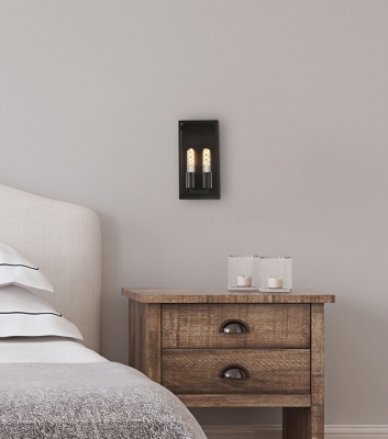Voir 2 Lights Wall Sconce In Black, Black, rollover