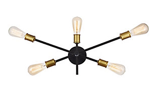 Axel Collection Wall Sconce D24.7 H9.9 Lt:5 Black And Brass Finish, , large