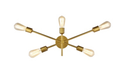 Axel 5 Lights Brass Wall Sconce, Brass, large