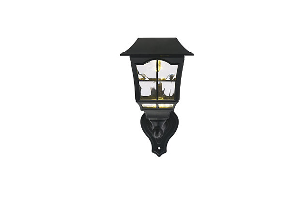 When you want soft outdoor lighting from a compact, energy-saving LED fixture, this great-looking wall light is perfect. Its 0.2-watt LED generates 4 lumens and has a rated life of 50,000 hours. The fixture is ETL wet-listed, making it ideal for any outdoor installation. This stylish garden lighting has a sturdy plastic housing that features a protective lattice over an acrylic clear lens. Powered by solar energy, this energy-saving lighting will accentuate your outdoor areas for many years to come. Set of 4 | Made of metal, plastic and acrylic | Solar powered (no electric needed); needs to be charged in full sunlight for 8-12 hours for maximum performance | ETL wet-listed for outdoor installation | Easy to install | Uses one 1.2V AA battery for backup (battery not included)  | Will illuminate for up to 8 hours | 0.2 watt LED (included); 4 lumens | LED | No assembly required | Imported